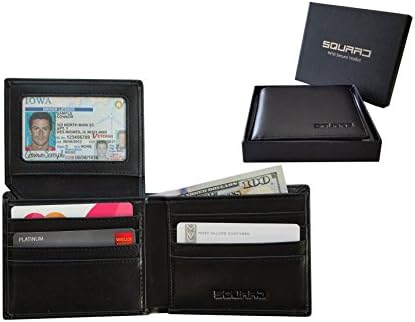 Top Rated RFID Blocking Wallet by Squaad For Best Protection Against Identity Theft | Excellent Credit Card Protector | Genuine Leather Bi-Fold Design with Transparent ID Holder