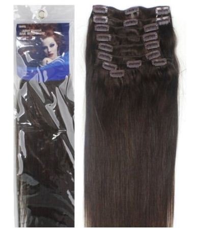 20 inch DARK BROWN (Col 2). Full Head Clip in Human Hair Extensions. High quality Remy Hair!. 100g Weight