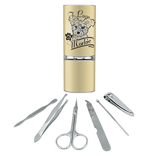 I Love My Morkie Morkshire Terrier Stainless Steel Manicure Pedicure Grooming Beauty Care Travel Kit