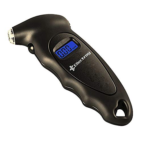 Ellectroy Digital Tire Pressure Gauge - 150 PSI - Perfect for Cars, Trucks, Motorcycles, Bikes, Bicycles - Black - with Back Light LCD and Non Slip Grip - 4 Different Range Settings