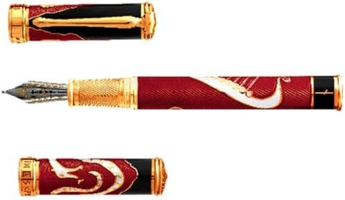 David Oscarson Valhalla Black White and Red Medium Gold Vermeil Fountain Pen