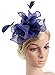 Urban CoCo Women's Vintage Flower Feather Mesh Net Fascinator Hair Clip Hat Party Wedding (Navy Blue-Series 4)