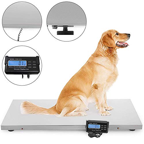 TTLIFE 660LB Digital Livestock Scale Large Pet Vet Scale 43.3" x 21.6" Stainless Steel Platform Electronic Postal Shipping Scale Heavy Duty Large Dog Cat Hog Sheep Goat Pig Sheep Scale (2 Measure)
