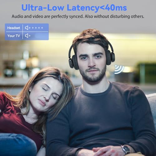 ANSTEN TV Headphones Wireless, 35Hrs Playtime, No Audio Delay | Wireless headphones for seniors, easy to set up, wireless headphones for TV with charging station