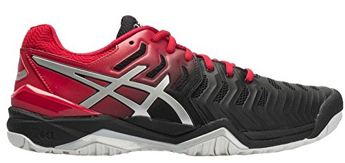 ASICS Mens Gel-Resolution 7 Tennis Shoe, Black/Silver, Size 11