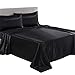 LITHER Queen Size Satin Sheets Set Black, Deep Pockets Fitted Sheet, Silky and Breathable Luxury Bed Sets