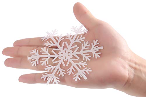 image for UGY 90 Pcs Christmas Decoration Snowflakes Window Clings Reusable Wint