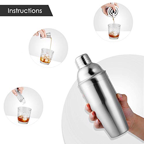 Cocktail Shaker Edelstahl Cocktail Set 750ml Cocktailshaker Geschenkset 9 Teiliges Barzubehör Werkzeug Cocktail Mix… – Bild 5