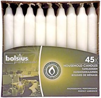 White Taper Sabbath Candles Burn 7 Hours 8" Tall Box of 45