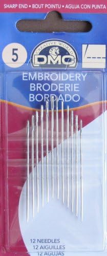 DMC Sharp End EMBROIDERY SEWING NEEDLES Pack of 12 Needles SIZE 5