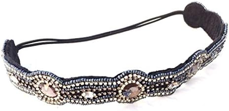 Indian Princess beaded elastic headband (Grey)