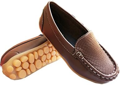 Loafers Water Resistent Slip On Split Leather Boys&amp;Girls Oxfords-Deck Shoes/Sneakers brown 22 ¡­