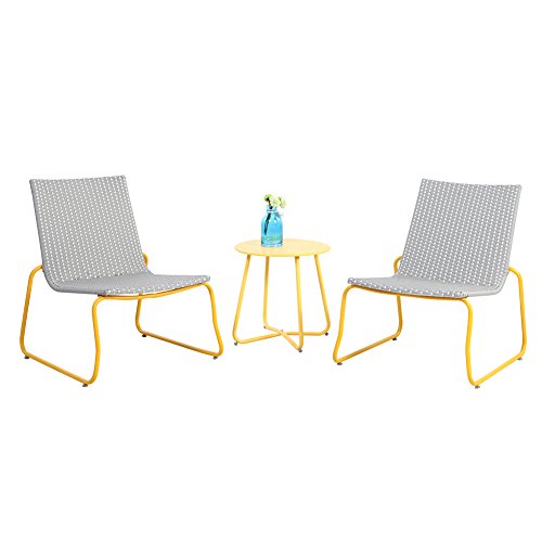 Grand patio Belfort 3-Piece All Weather Rattan Wicker Bistro Set - Yellow