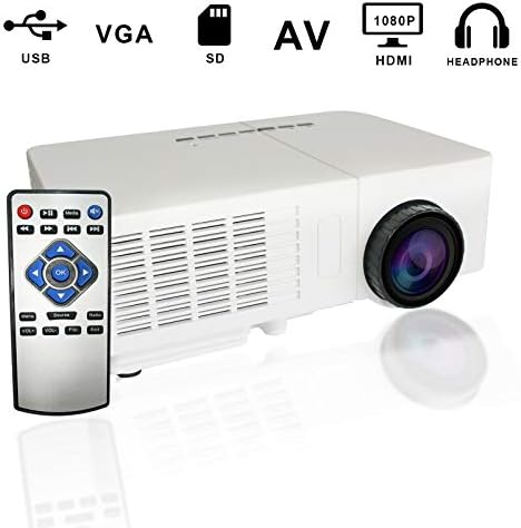 HD Mini Projector | High Resolution 1080P - Portable Projector with Built in Speaker | Home Entertainment Theater Projector | Compatible with TV, Smartphone, Computer |