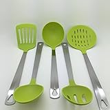 Cook's Corner 5-Piece Kitchen Utensil Set - Stainless Steel & Nylon (Aqua, Black, Lime Green, Grey, Orange, Purple, Red) (Lime Green)