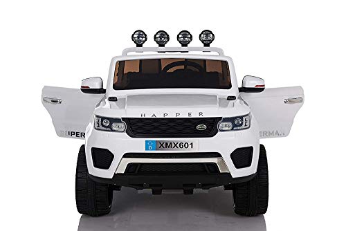 Dporticus Kids 12V Cool Kids Electric Two Seater 3-Speed Variable Speed Driving Ride On Vehicle Two-Seater 3-Speed Variable Speed Driving Ride On Car with Remote Control as Gifts, 12V White