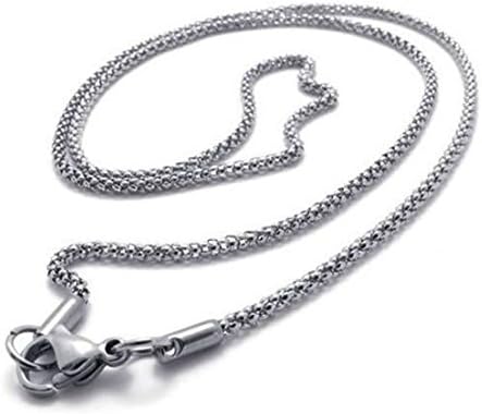 Mythgiftuk Mens 1.9mm-6mm 16"-40" Silver tone Stainless Steel Popcorn Hollow Chain Necklace-1.9mm 17 inch