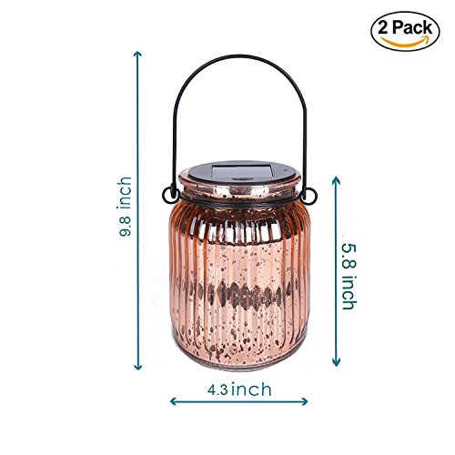image for Sunwind Solar Mercury Glass Mason Jars - 2 Pack Bronze Table Lamp Hang