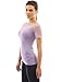 PattyBoutik Women Scalloped Lace Inset V Neck Top (Light Purple Medium)