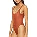 Dixperfect Women's Retro 80s/90s Inspired High Cut Low Back One Piece Swimwear Bathing Suits (S, Dark Orange)