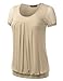 TWINTH Plus Size Blouse Top Scoop Neck Pleated Front Short Sleeve