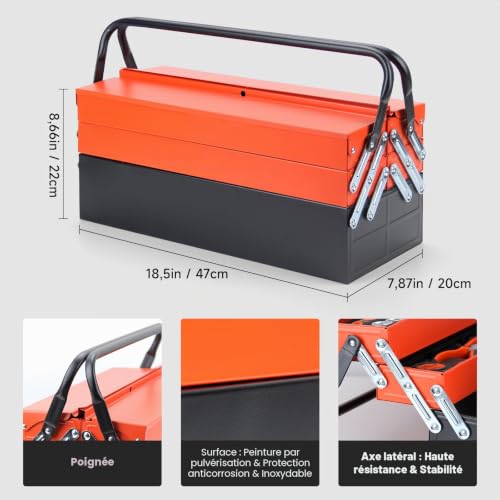 Walter Steel Complete Tool Box 85 Pieces, Chrome Vanadium | Complete Portable Screwdriver and Pliers Tool Kit Ideal for Daily Maintenance at Home or Garage Orange