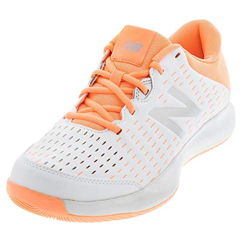 New Balance Women's 696 V4 Hard Court Tennis Shoe, White/Ginger
