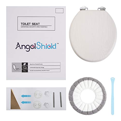 Angel Shield Toilet Seat Molded Wood with Quiet Close Easy Clean Quick