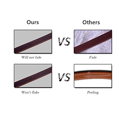 Wellbro Double handle Leather Dog Leash, 6 Foot Braided Dog Training Leash, Soft and Deluxe Pet Walking Lead with Copper Hook, For Safe Control of Medium/Large Dogs, Brown - Thumbnail 4