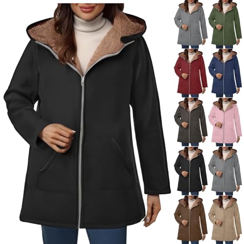 Winter Coats for Women Uk Plus Size,Womens Hoodies Plus Size Fleece Lined Jacket Winter Warm Coat Pullover Sweatshirt Comfy Fashion Casual Ladies Oversized Fleece Lined Hoodies