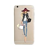 iPhone 7 Plus Case, Axiba Girl Printed Transparent TPU Carring Case Cover for iPhone 7 Plus 5.5 Inch (G)