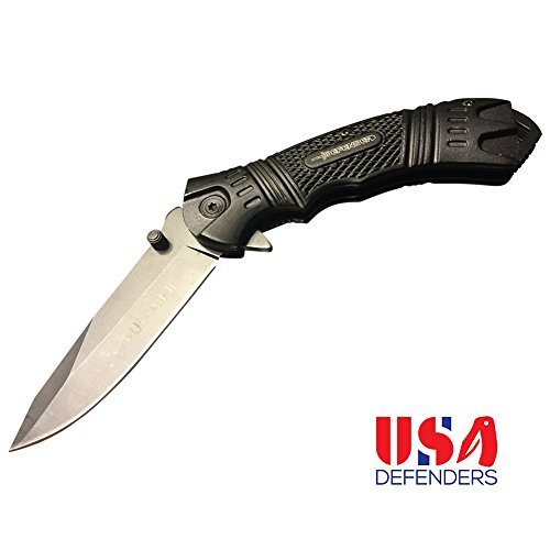 Best Folding Knife Spring Assisted Pocket Knife with Clip. Black Folding Knife for Hunting and Tactical. New Rescue Knife Survival Stainless Steel Blade Open Case Knives for Camping