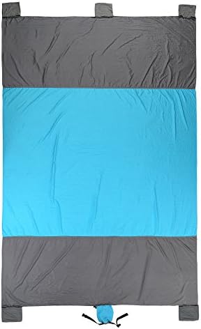 Compact Outdoor Beach / Picnic Blanket Water Resistant Sand Free Oversized 7' x 9.5' Parachute Nylon Blankets For Travel,Camping,Hiking,Festival,Sports-5 Weightable Pockets