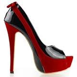 Show Story Sexy Black Red Two Tone Peeptoe Bow Stiletto Platform High Heels Pumps,LF40501BK40,9US,Black