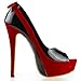 SHOW STORY Sexy Black Red Two Tone Peeptoe Bow Stiletto Platform High Heels Pumps,LF40501BK40,9US,Black