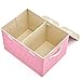 EZOWare Large Storage Boxes [3-Pack] Baby Pink Linen Fabric Foldable Storage Cubes Bin Box Containers with Lid and Handles for Home Nursery, Closet, Baby Products