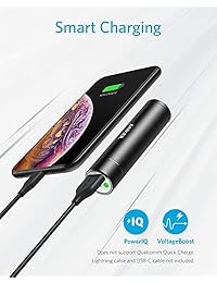 Cargador portátil Anker PowerCore+ mini de 3350 mAh, tamaño de lápiz labial (3ª generación, banco de potencia Premium de aluminio), una de las más compactas pilas externas, utiliza células Panasonic, Negro