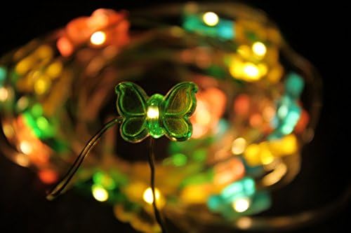 Mogou Silver String Lights 20 Super Bright Warm White Color LEDs Fitted into Butterfly on 7.5 Ft Ultra Thin Silver Wire 3AA Battyer Operated For Home Bedroom Party Tree (Butterfly)
