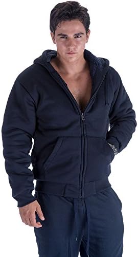 Erin Garments Big &amp; Tall Oversized Heavyweight Sherpa Lined Fleece Hoodie Sweatshirts For Men Winter Zip Long Sleeve Jacket (X-Large, Navy)