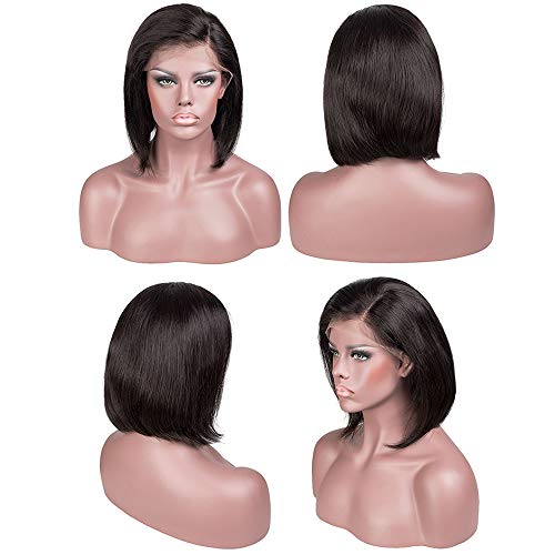 Geeta hair Human Hair Lace Front 13x4 Wigs Bob 150 Density Brazilian Virgin Human Hair Short Bob Wigs Straight Hair Natural Colo (8 Inch, 13x4 lace front wigs bob)