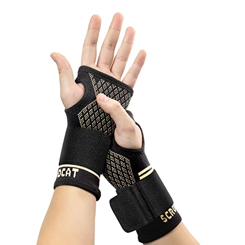 Copper Wrist Compression Sleeves (1 Pair) for Carpal Tunnel and Pain Relief Treatment,Wrist Support for Arthritis, Tendonitis, Sprains, Workout.Breathable and Sweat-Absorbing double MT