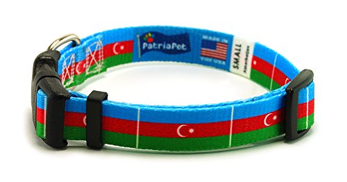 Azerbaijan Azerbaijani Flag Dog Collar for Small, Medium, or Large Dogs by PatriaPet (Small: 9-13 in.)