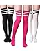 Haslra Women's Over the Knee High Socks,TRIPLE ST. MIX4-3pair,M (Shoe size 5-9)
