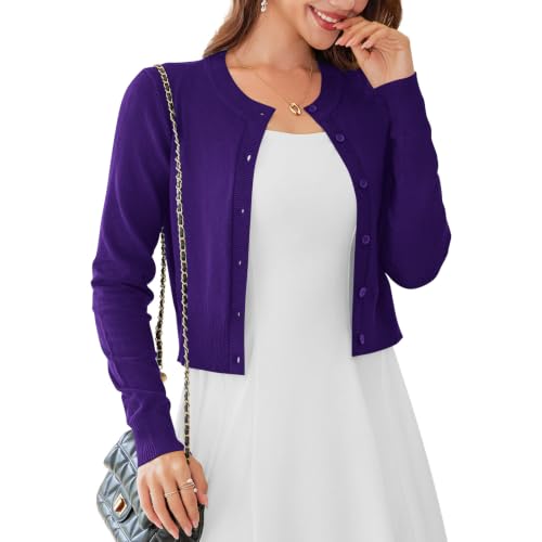 Cropped Cardigan Sweaters for Women Thin Long Sleeve Button Up Sweater at Amazon