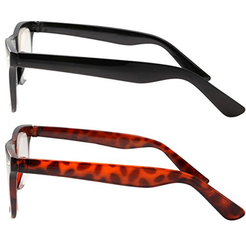 2 Pack High Magnification Reading Glasses Strong Power Readers - 4.00-6.00 Black and Tortoise /+5.00
