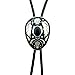 SELOVO Native American Black Stone Leaf Genuine Leather Bolo Tie Formal Accessory