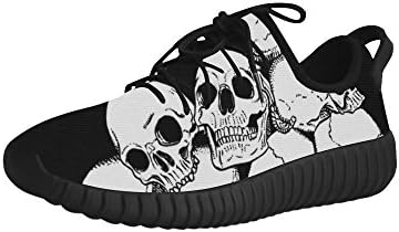 D-Story Cool Skull Print Grus Men's Energy Bounce Breatheable Woven Running Shoes