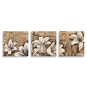 Canvas Wall Art Abstract Transparent Flowers Painting Artwork for Home Prints Framed - 12"x12"x3 Panels