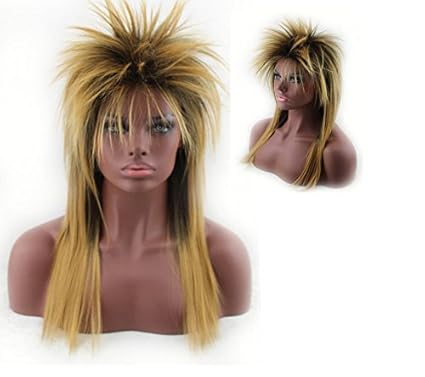 Tuobu Ladies Punk Rock Chick Wig Long Straight Hair Yellow