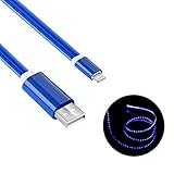 Lightning Cable, Bambud Flowing LED Light Up iPhone Charger Cable 3 ft USB A to Lightning Sync and Charging iPhone Cable Cord for iPhone 7/7 Plus/6s/6s Plus/6/6 Plus/5s/5c/5/iPad/iPod (iOS Blue)